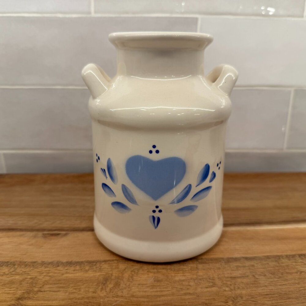 Milk Jug‎ Can Hand painted Lasting Products USA 6” Blue Heart